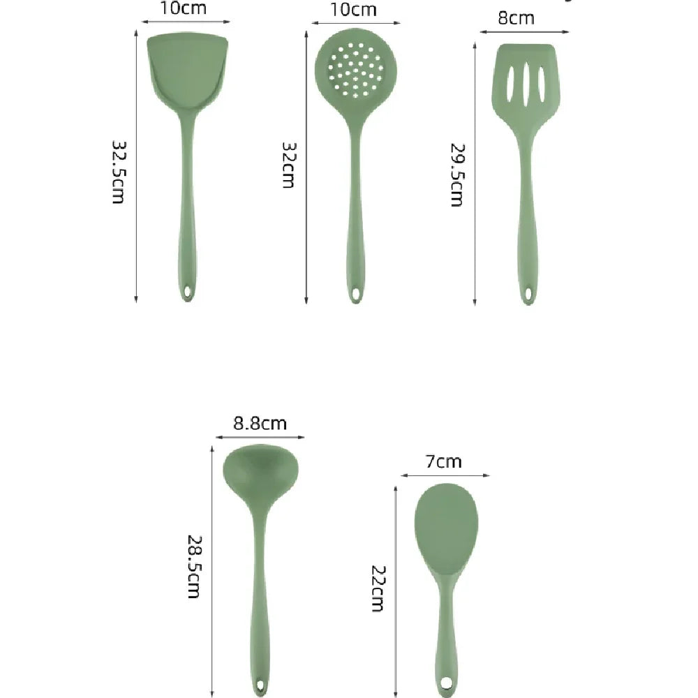 5-Piece Silicone Kitchen Utensil Set – Soft Blue Finish