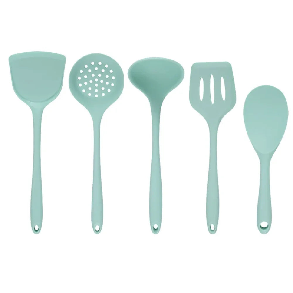 5-Piece Silicone Kitchen Utensil Set – Soft Blue Finish