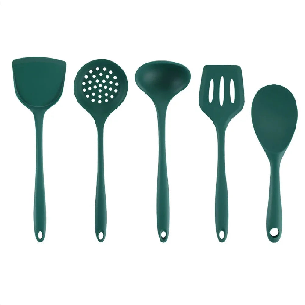 5-Piece Silicone Kitchen Utensil Set – Soft Blue Finish