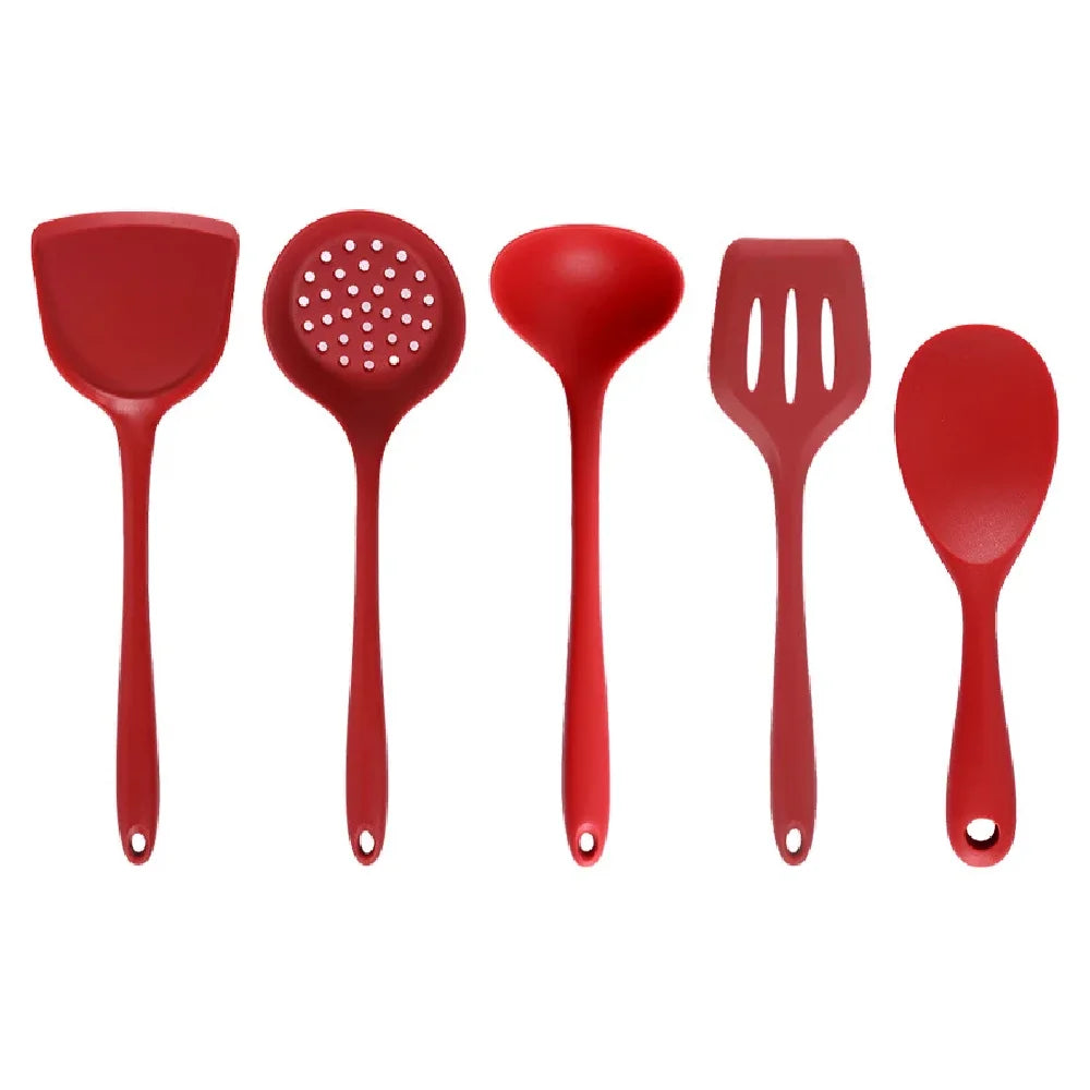 5-Piece Silicone Kitchen Utensil Set – Soft Blue Finish