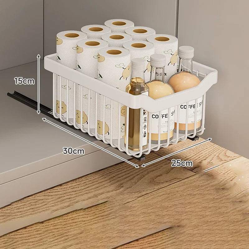Slide-Out Under-Sink Organizer – Stackable Pull Basket System