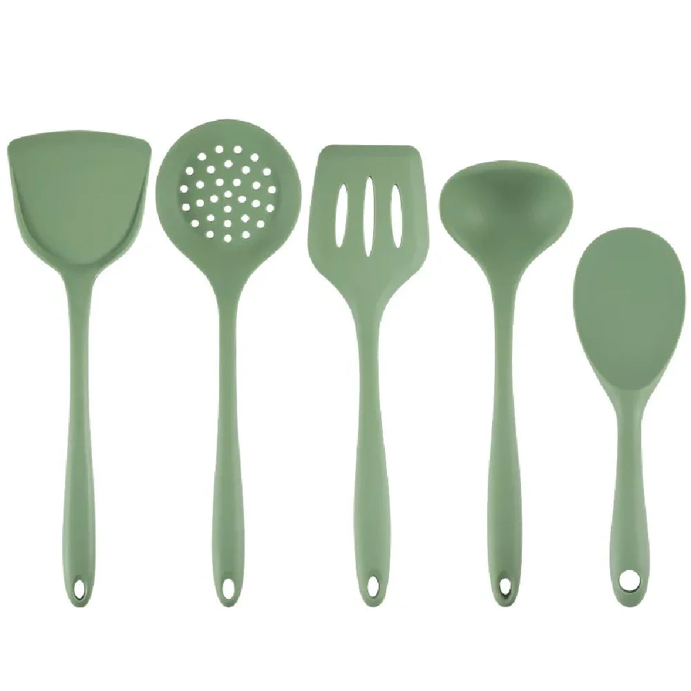 5-Piece Silicone Kitchen Utensil Set – Soft Blue Finish