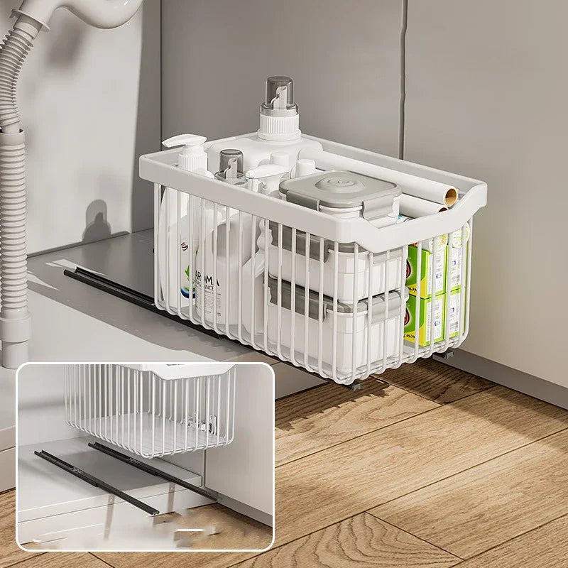 Slide-Out Under-Sink Organizer – Stackable Pull Basket System