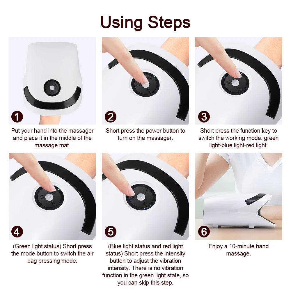 Rechargeable Hand Massager with Heat & Compression – For Arthritis & Carpal Tunnel Relief