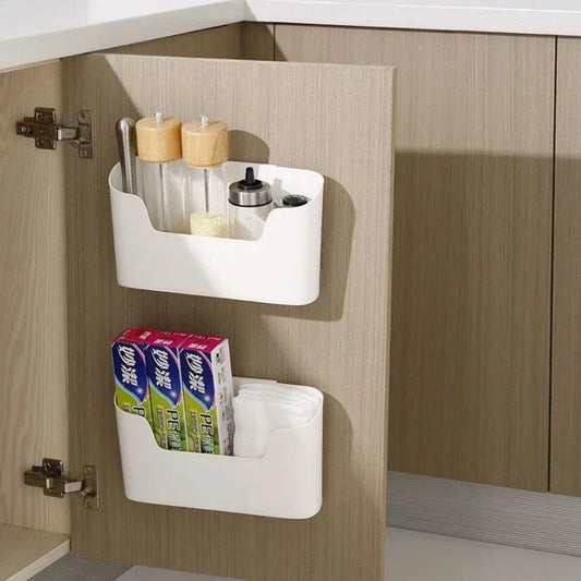 Adhesive Cabinet Door Organizer – Wall-Mounted Under-Sink Storage Bin