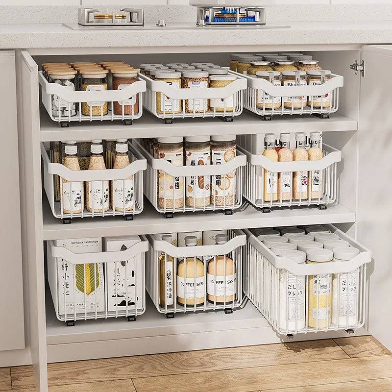 Slide-Out Under-Sink Organizer – Stackable Pull Basket System