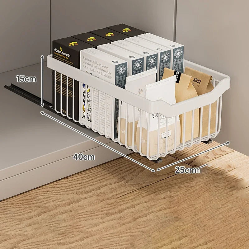 Slide-Out Under-Sink Organizer – Stackable Pull Basket System