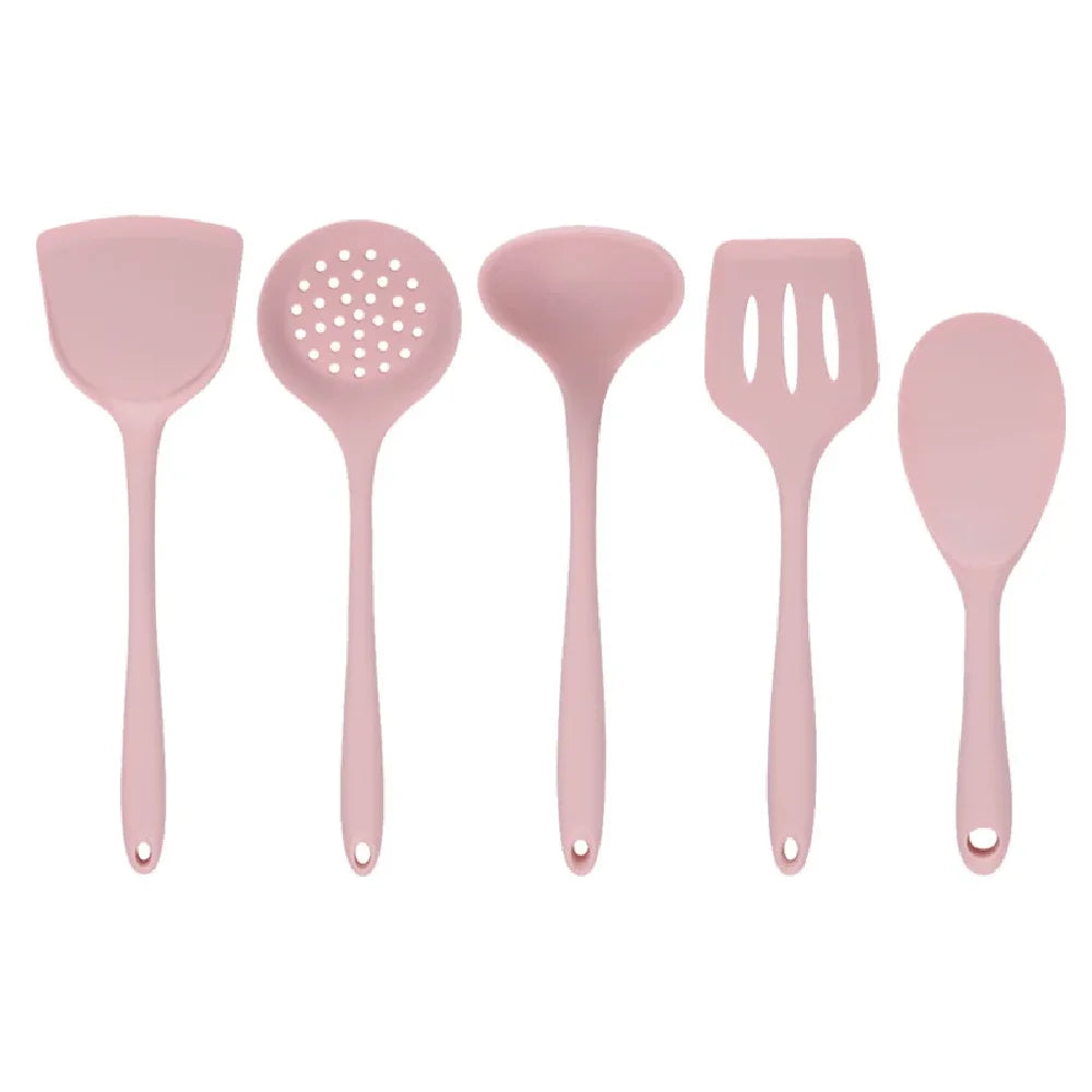 5-Piece Silicone Kitchen Utensil Set – Soft Blue Finish