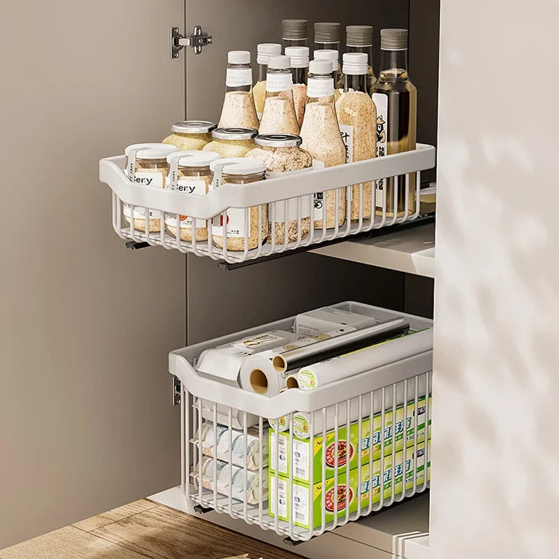 Slide-Out Under-Sink Organizer – Stackable Pull Basket System