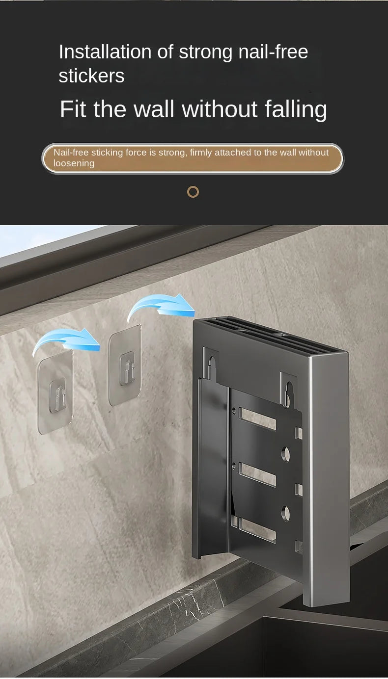 Wall-Mounted Kitchen Organizer – Knife, Utensil & Towel Rack System