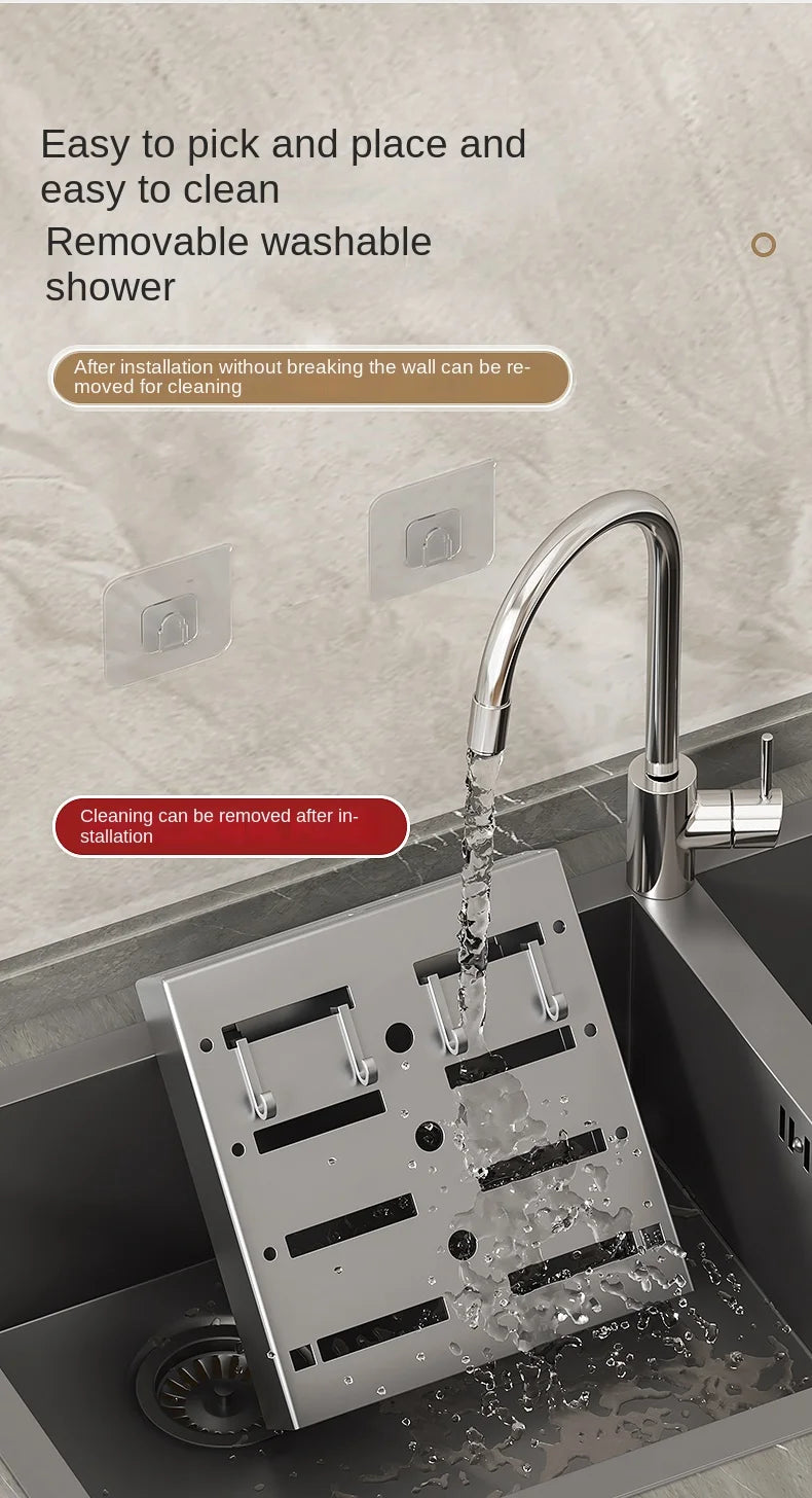 Wall-Mounted Kitchen Organizer – Knife, Utensil & Towel Rack System
